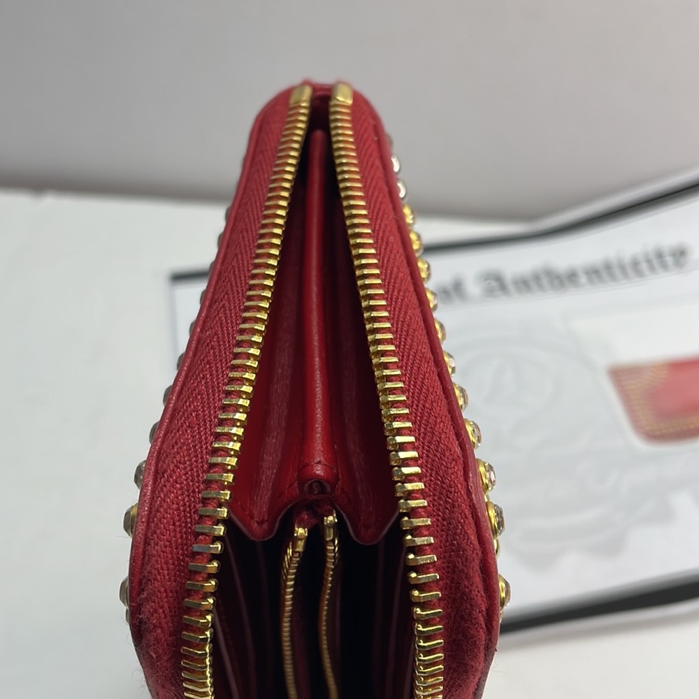 Authentic Miu Miu Studded Red Leather Wallet With… - image 4